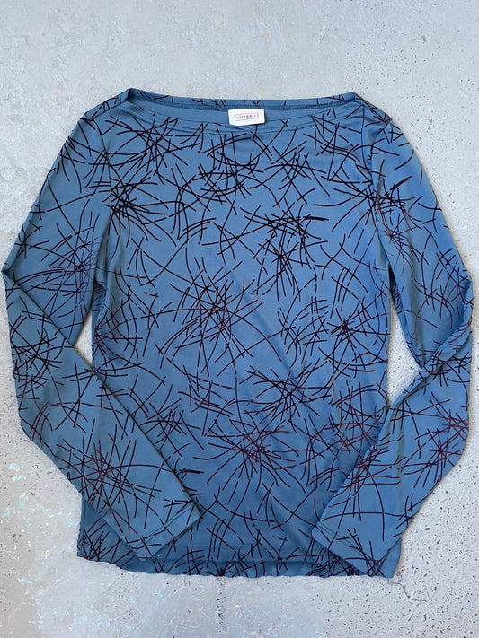 Blue Mesh Long Sleeve Tee