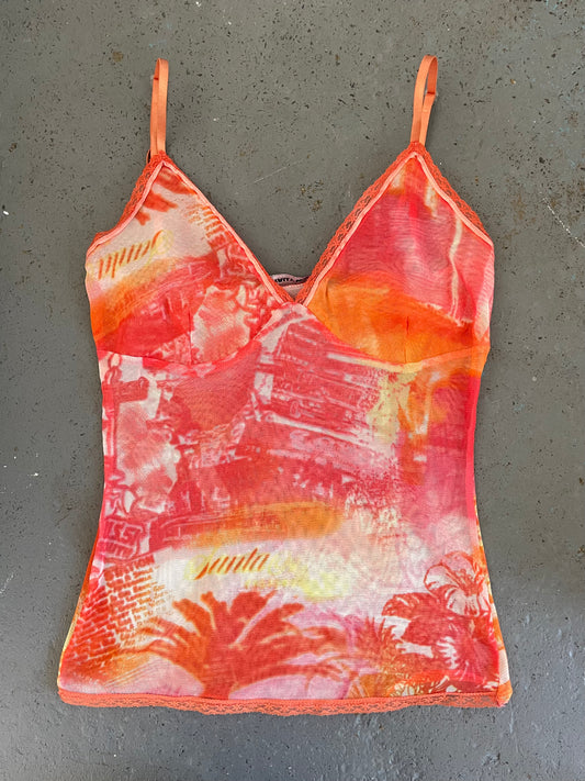 Pink and Orange Mesh Cami