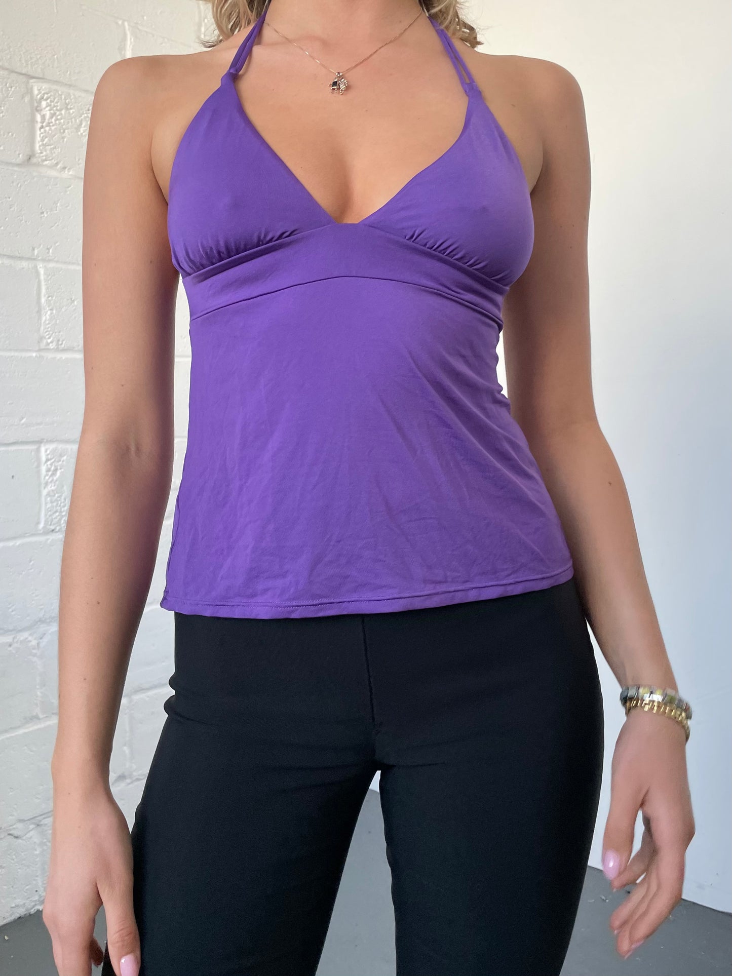 Purple Backless Halter Top