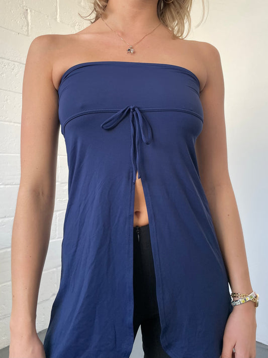 Navy Strapless Top